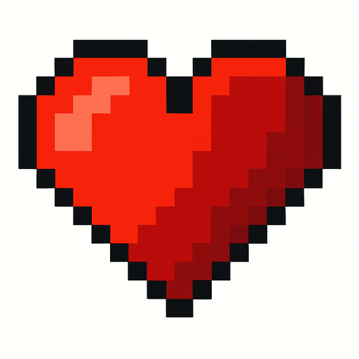 Pixel heart.
In-Game asset.  2d.  High contrast.  No shadows