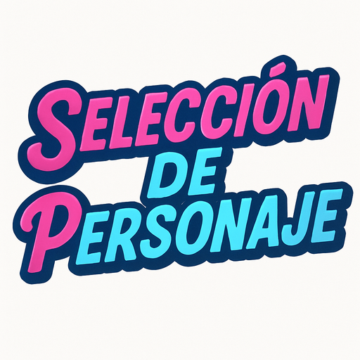letras que dicen seleccion de personaje con un color rosa y un color celeste y con contorno azul y rosa cursiva.
In-Game asset.  2d.  High contrast.  No shadows
