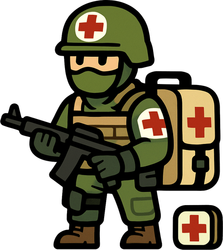 Medic Soldier.
In-Game asset.  2d.  High contrast.  No shadows