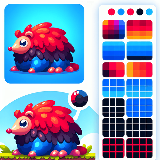 mole red and blu.
Single Game Texture.  In-Game asset.  2d.  Blank background.  High contrast.  No shadows