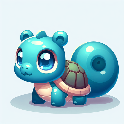 squirtle.
Single Game Texture. In-Game asset. 2d. Blank background. High contrast. No shadows.