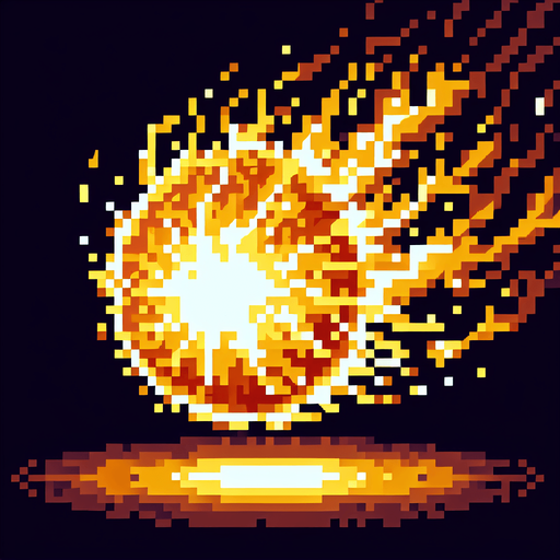 pixel art fireball,.
Single Game Texture.  No shadows