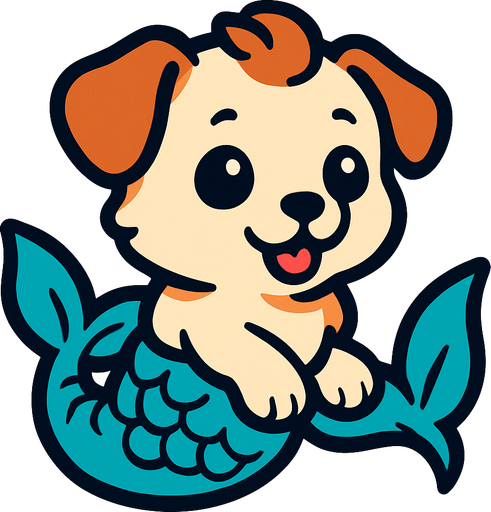 Chiot sirène.
In-Game asset.  2d.  High contrast.  No shadows