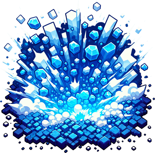 epic blue 16 bit bubble pieces explode.
Single Game Texture.  In-Game asset.  2d.  Blank background.  High contrast.  No shadows