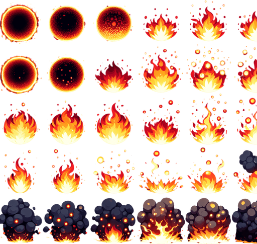 Circular Fire particle. Sprite Sheet.