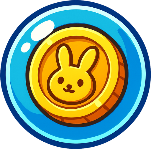 a bubble with a bunny gold coin inside.
In-Game asset.  2d.  High contrast.  No shadows