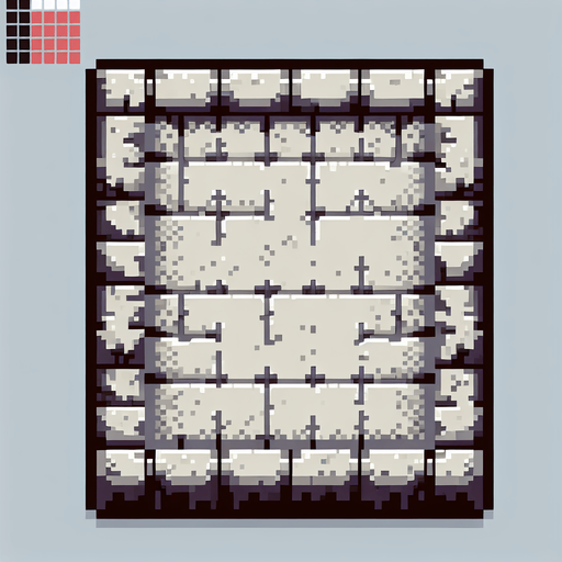 pixel art of the top of an empty vertical stone slab.
Single Game Texture. In-Game asset. 2d. Blank background. High contrast. No shadows.