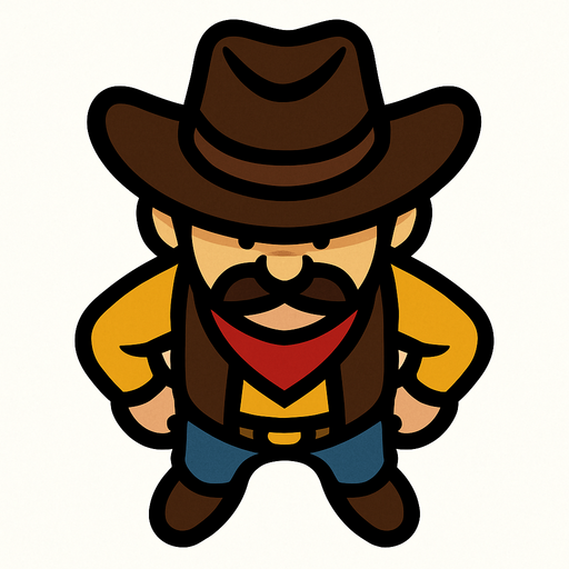 Top view cowboy good..
In-Game asset.  2d.  High contrast.  No shadows