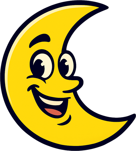 LUna animada.
In-Game asset.  2d.  High contrast.  No shadows