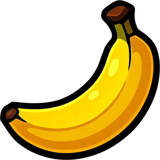fruit_banana.
In-Game asset.  2d.  High contrast.  No shadows
