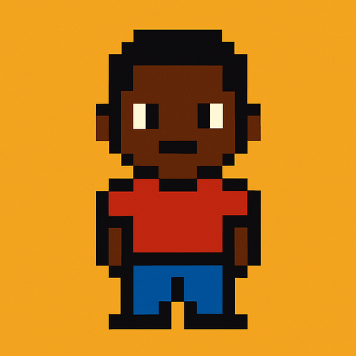 black person pixel art.
In-Game asset.  High contrast.  No shadows