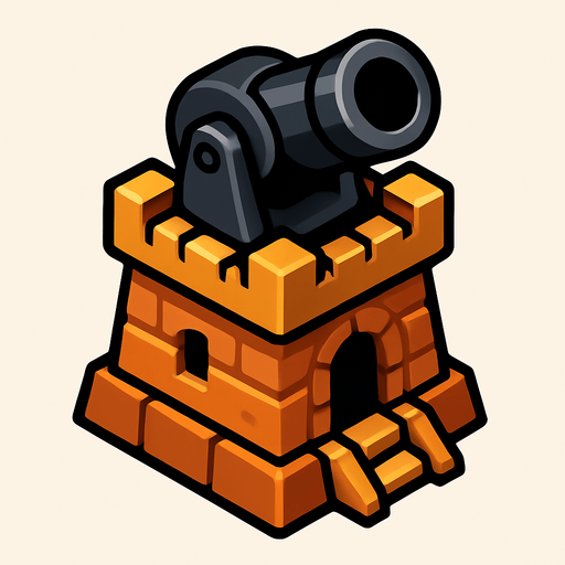 izometric cannon tower.
In-Game asset.  2d.  High contrast.  No shadows. izometric