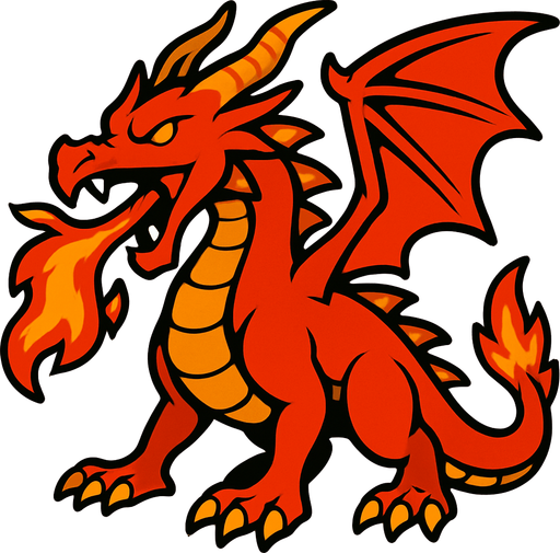 Dragon du feu.
In-Game asset.  2d.  High contrast.  No shadows