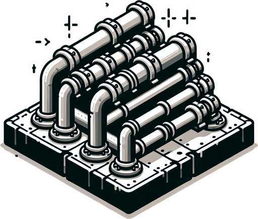 Long pipes.
Single Game Texture. In-Game asset. 2d. Blank background. High contrast. No shadows.
