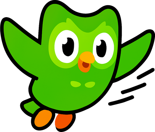 Duolingo but its flying.
In-Game asset.  2d.  High contrast.  No shadows