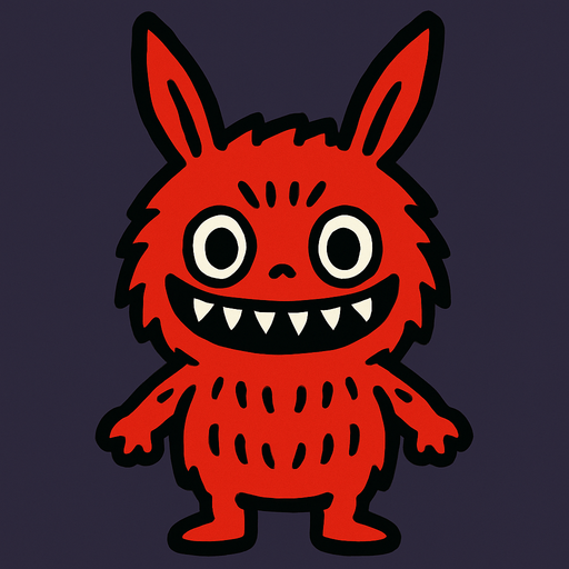Red Labubu.
In-Game asset.  2d.  High contrast.  No shadows