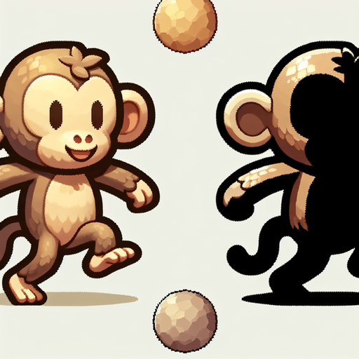 Monkey.
Single Game Texture.  In-Game asset.  2d.  Blank background.  No shadows