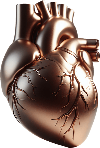 face view of a big bronze heart