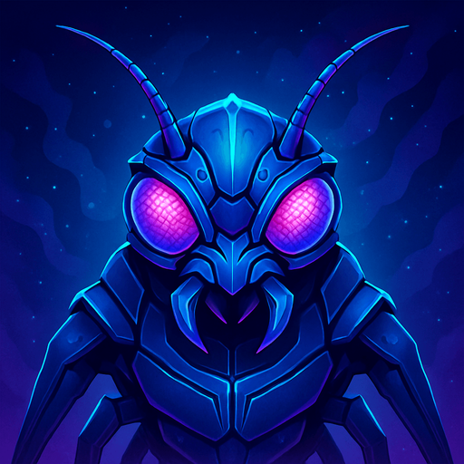 Front-facing icon, Fullscreen modern App Store art style with futuristic alien bug
, 16:9, high definition.  No text captions!