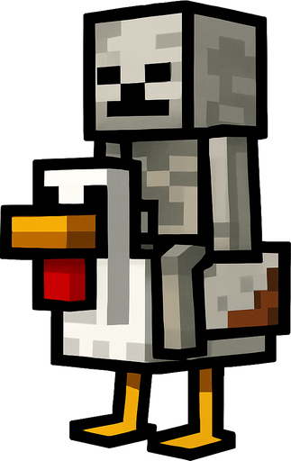 minecraft chiken jokey.
In-Game asset.  2d.  High contrast.  No shadows