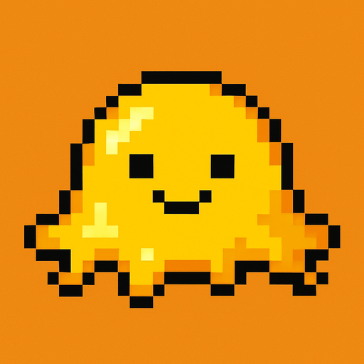 Slime amarillo, pixelart.
In-Game asset.  2d.  High contrast.  No shadows