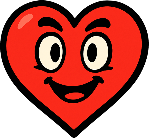 cartoon heart.
In-Game asset.  2d.  High contrast.  No shadows