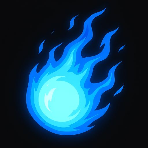 create cool blue fire ball.
In-Game asset.  2d.  High contrast.  No shadows