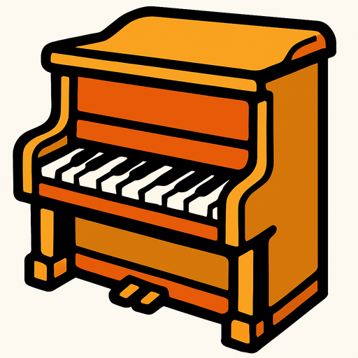 piano.
In-Game asset.  2d.  High contrast.  No shadows