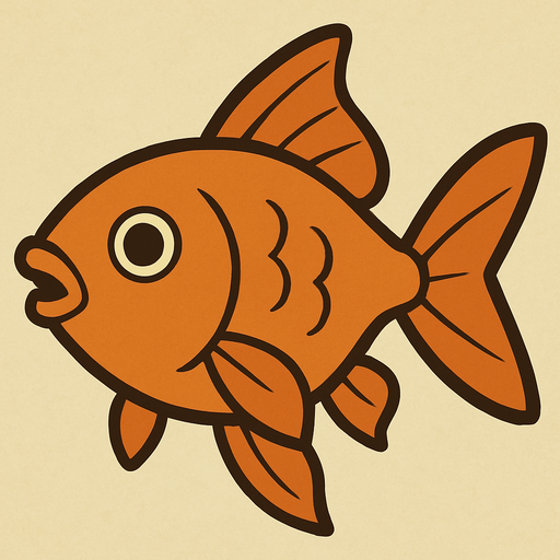 Goldfish in professor Layton game style.
In-Game asset.  2d.  High contrast.  No shadows