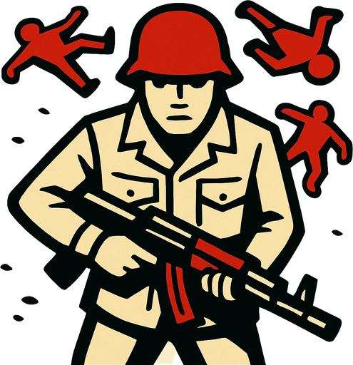 The enemy soldiers should look at us from a bird's eye view, but the soldier should look forward with a weapon in hand..
In-Game asset.  2d.  High contrast.  No shadows