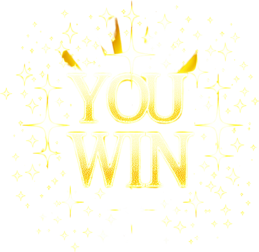 "You Win" written in glittering holy golden light..
Single Game Texture. In-Game asset. 2d. Blank background. High contrast. No shadows.