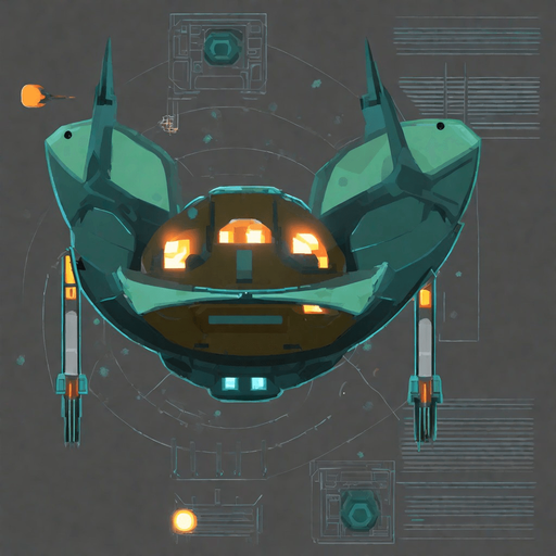 dangerous enemy spaceship with weapons. No background. Transparent background. Blank background. No shadows. 2d. In-Game asset. flat