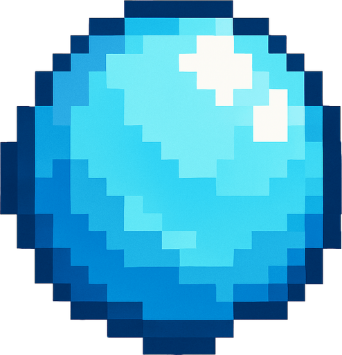 bola de hielo de pixeles.
In-Game asset.  2d.  High contrast.  No shadows