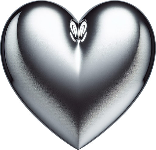 face view of a big silver heart