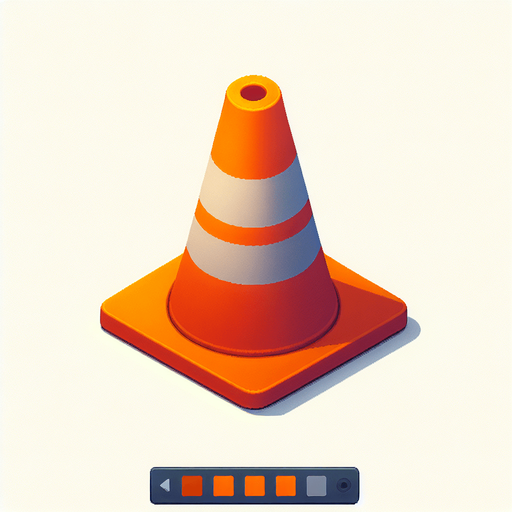 a orange road cone.
Single Game Texture. In-Game asset. 2d. Blank background. High contrast. No shadows.