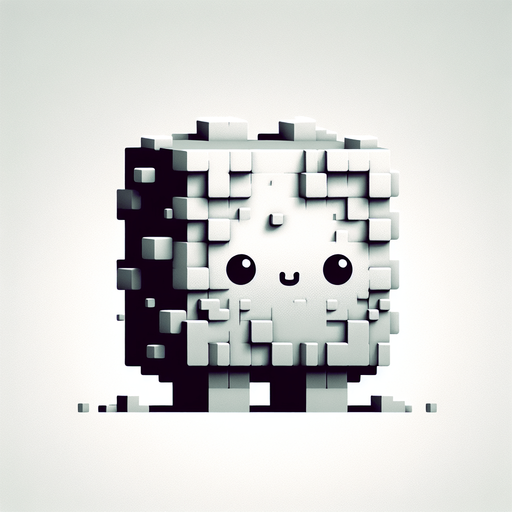 fluffy square monster cutie.
Single Game Texture.  In-Game asset.  2d.  Blank background.  High contrast.  No shadows