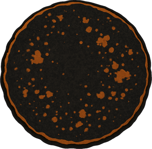 Burnt pancake 2d 2d topdown view topdown view.
In-Game asset.  2d.  High contrast.  No shadows