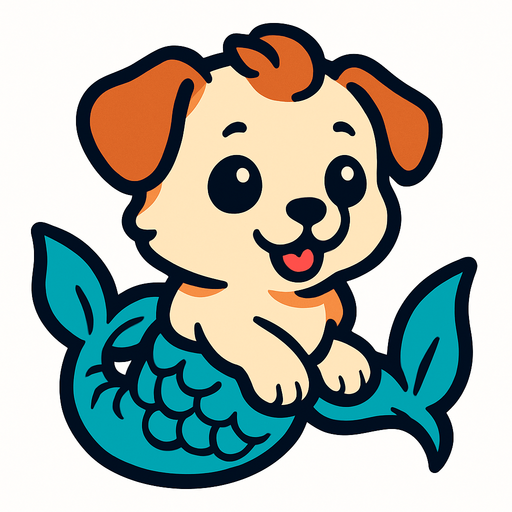 Chiot sirène.
In-Game asset.  2d.  High contrast.  No shadows