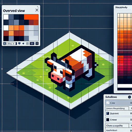 top down view of a pixel art cow.
Single Game Texture.  In-Game asset.  2d.  Blank background.  High contrast.  No shadows