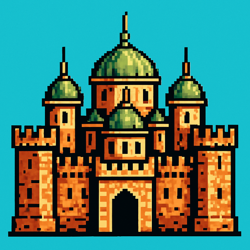 ottoman castle.
In-Game asset.  2d.  High contrast.  No shadows. pixel art