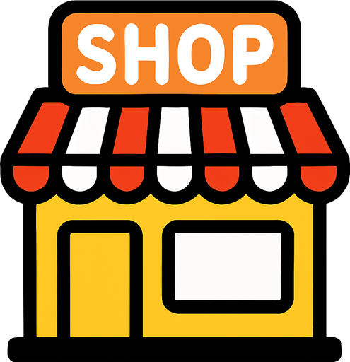 Shop icon.
In-Game asset.  2d.  High contrast.  No shadows
