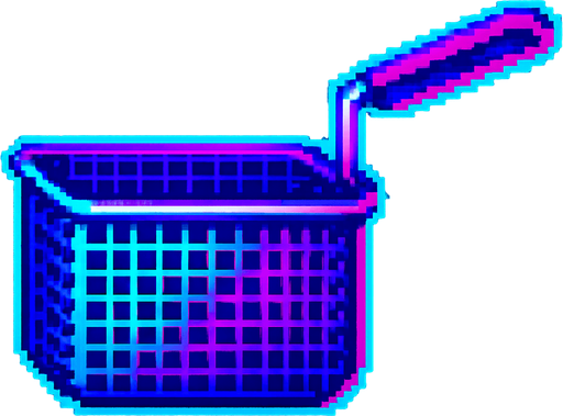 A fryer basket from a deep fryer. Side view.