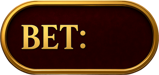 "Crea un asset visual para un panel de visualización del 'BET' actual del jugador en la mesa de Blackjack.

Objetivo: Un espacio claro y elegante para mostrar la cantidad apostada, integrado en la interfaz de la mesa de Blackjack, coherente con el lujo del casino.

Diseño:

Forma: Un panel rectangular horizontal o un óvalo alargado, con bordes suaves o un diseño elegante.

Material/Textura: Acabado metálico pulido (dorado, plateado) o un fondo de terciopelo oscuro (negro, rojo vino, azul noche).

Texto Fijo: La palabra 'BET:' debe estar claramente visible en el panel, en una tipografía limpia, legible y de estilo casino.

Espacio para el Valor: Debe haber un espacio claro y destacado junto a la palabra 'BET:' para que el valor numérico de la apuesta pueda ser insertado dinámicamente.

Color del Texto Fijo: Dorado brillante, blanco puro o un color que contraste bien con el fondo del panel.

Color del Valor: Un color que destaque y sea fácil de leer (podría ser el mismo que el texto fijo.
In-Game asset.  2d.  High contrast.  No shadows