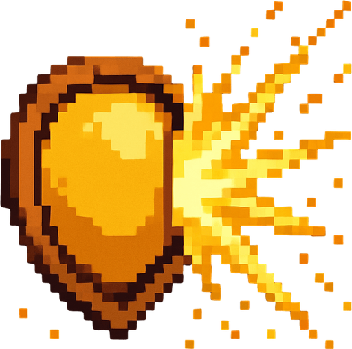 Particula de escudo siendo golpeado pixeleado
In-Game asset.  2d.  High contrast.  No shadows