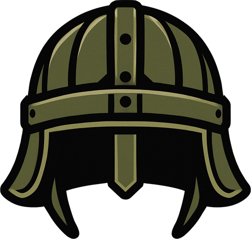 Asker kaskı. Önden bakış kayışı yok 
In-Game asset.  2d.  High contrast.  No shadows