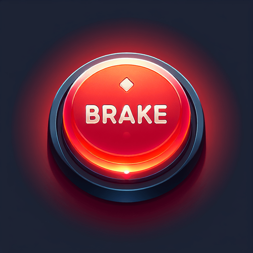 High-quality brake button for mobile racing game, 64x64 pixels, glowing red, with a brake or stop symbol in the center, 3D UI style with soft shadows and clean edges".
Single Game Texture.  In-Game asset.  2d.  Blank background.  High contrast.  No shadows