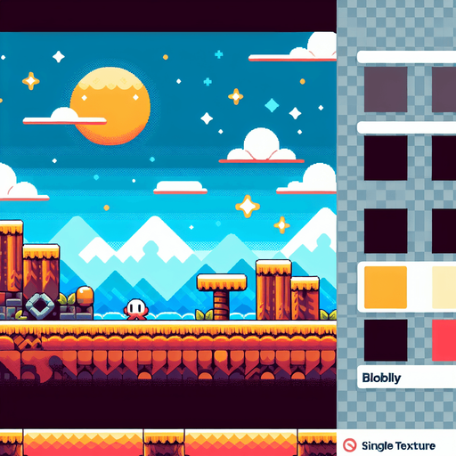 2d platformer back ground.
Single Game Texture. In-Game asset. 2d. Blank background. High contrast. No shadows.