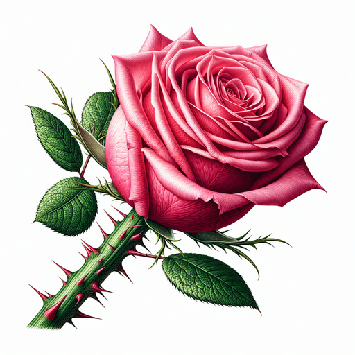 single beautiful rose with its stem.
full white background