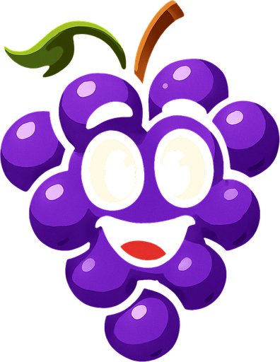 Grape 
with face.
In-Game asset.  2d.  High contrast.  No shadows
