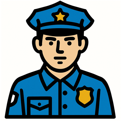 Bir polis.
In-Game asset.  2d.  High contrast.  No shadows